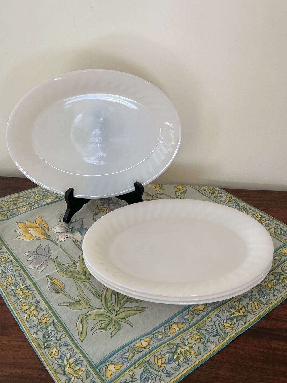 Fire King White Swirl Platter Set of 4